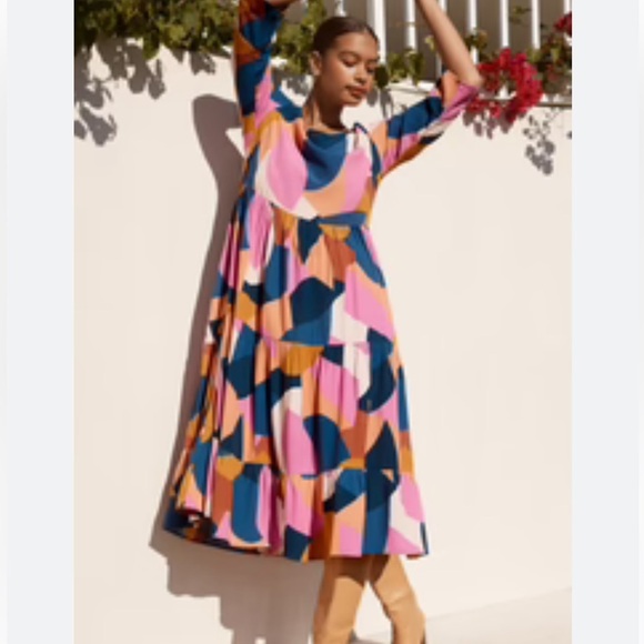 Mister Zimi Winter Olivia Midi Dress in Abstract Leaf Size 10 NWT - Picture 9 of 11